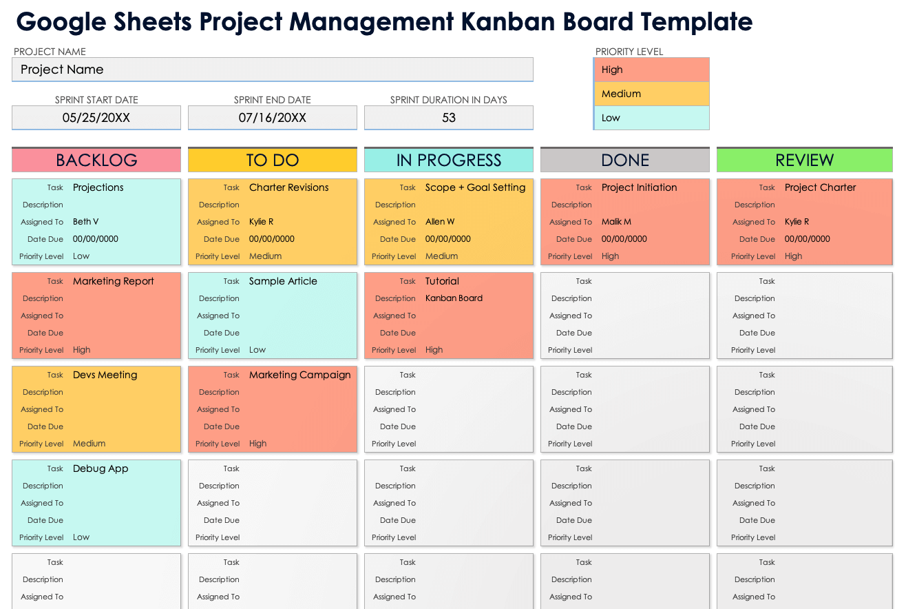 Free Google Sheets Kanban Templates with How to Create 