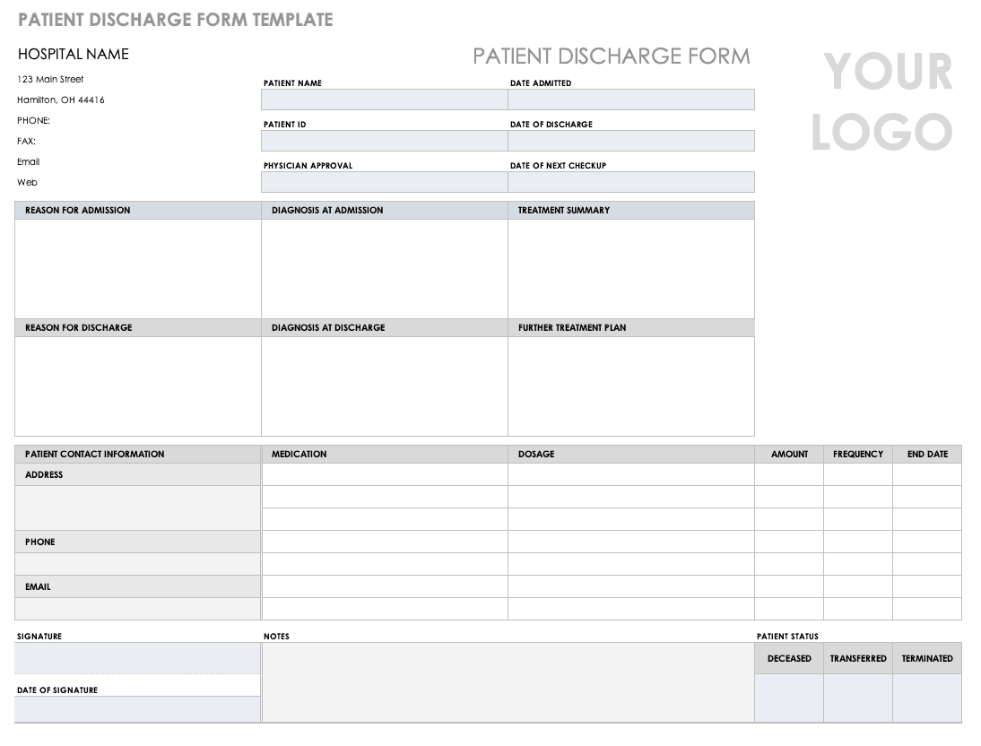 Medical Chart Forms Templates