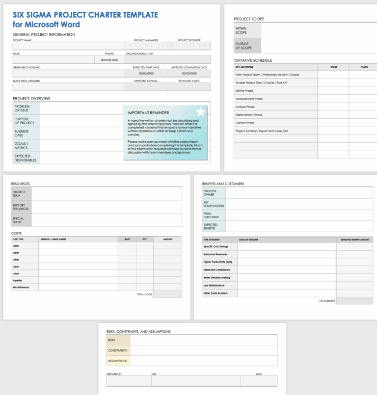 Free Microsoft Word Project Charter Templates Smartsheet