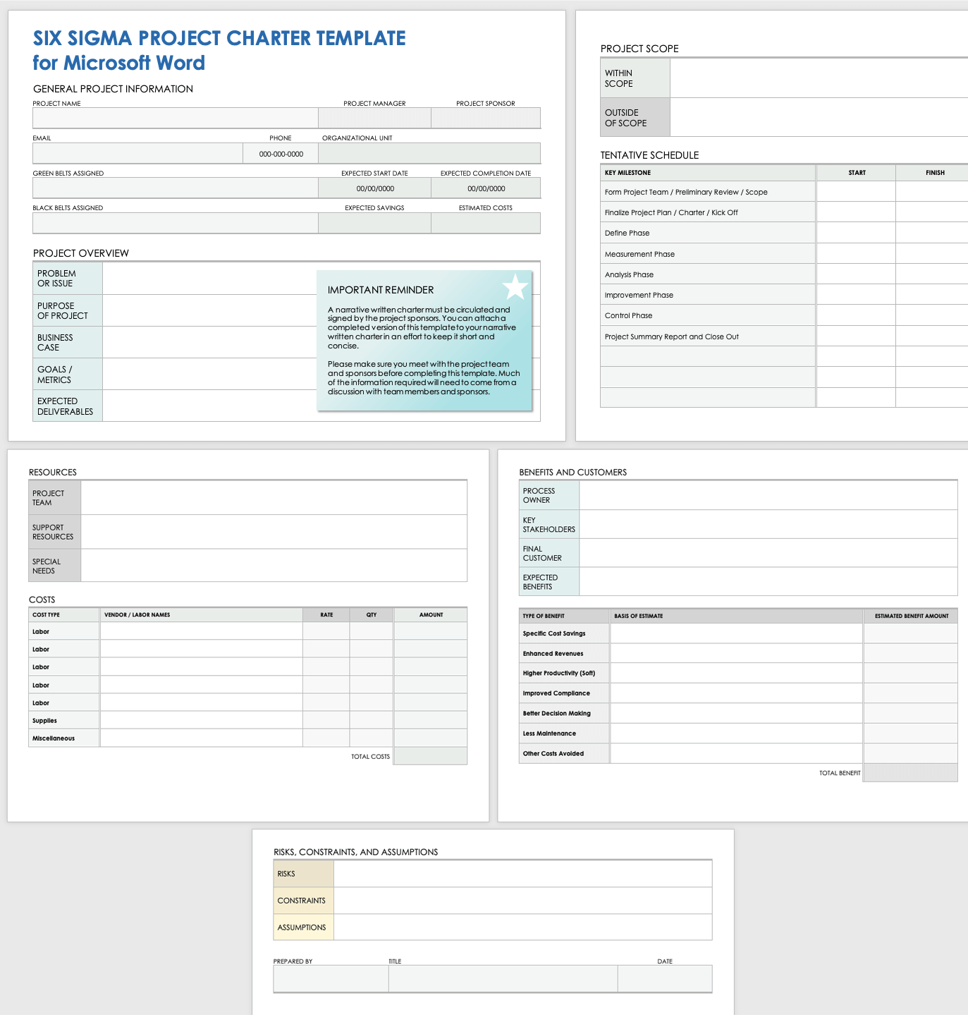 Simple Project Charter Template Word