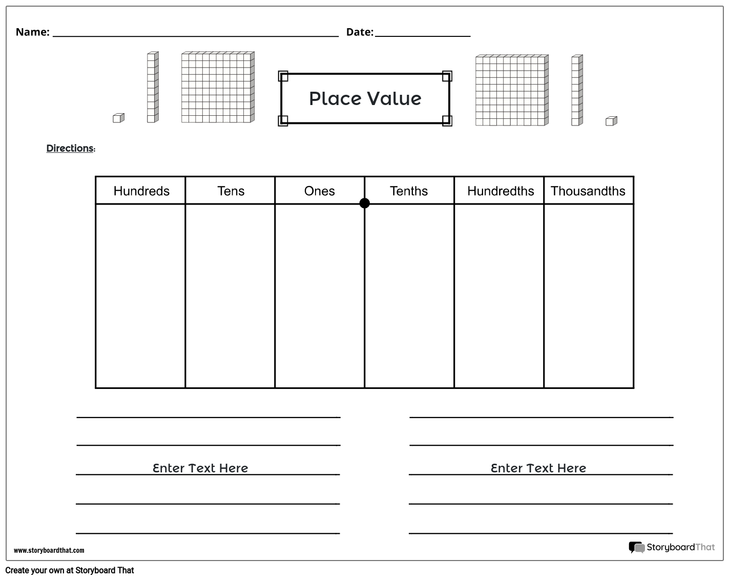 Place Value Chart Template
