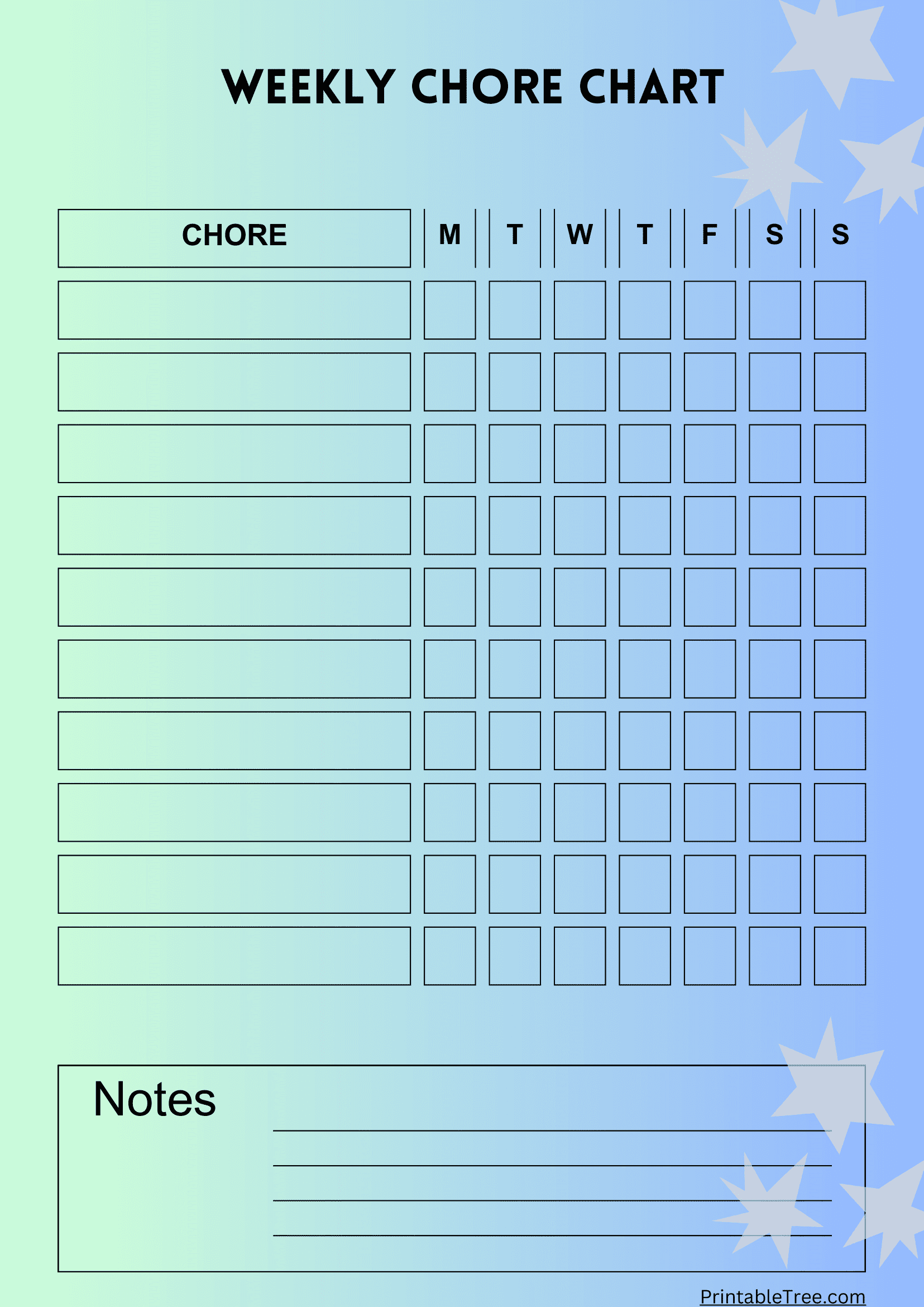 Free Printable Chore Chart Template Word
