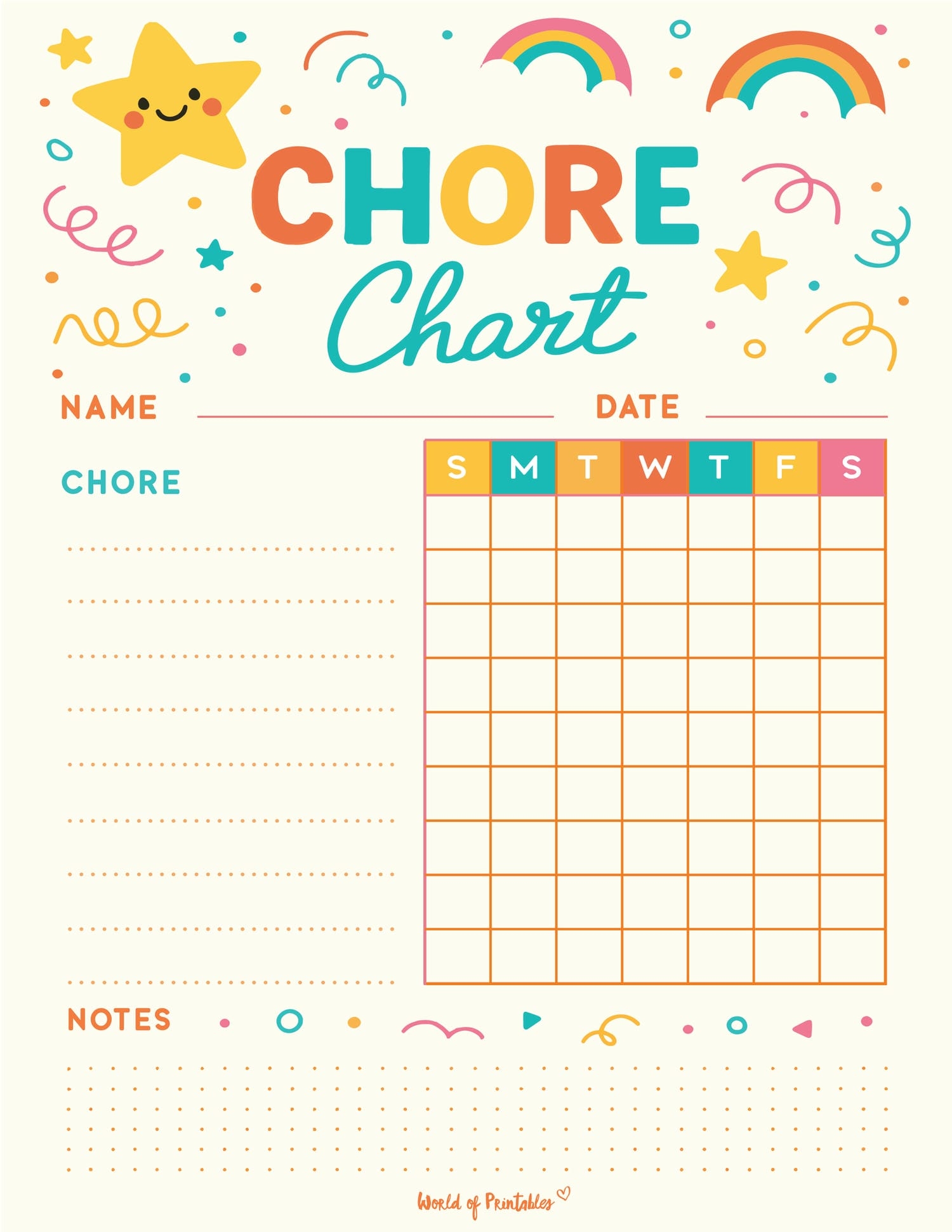 Free Printable Chore Charts For Kids Over 30 Fun Designs 