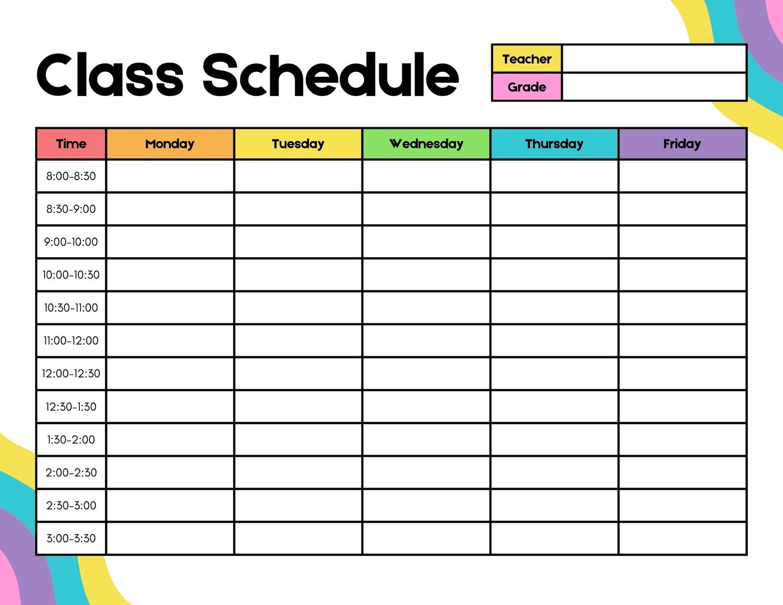 Free Printable Class Schedule Templates To Customize Canva