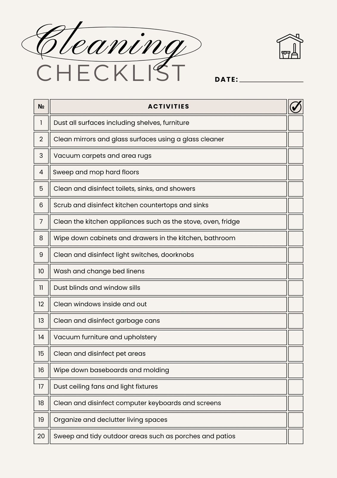 Free Cleaning Chart Printables