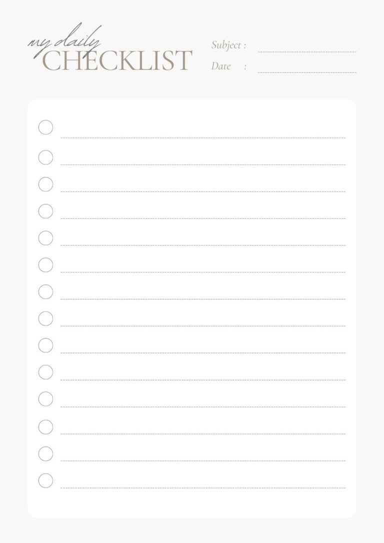 Free Printable Editable Daily Checklist Templates Canva