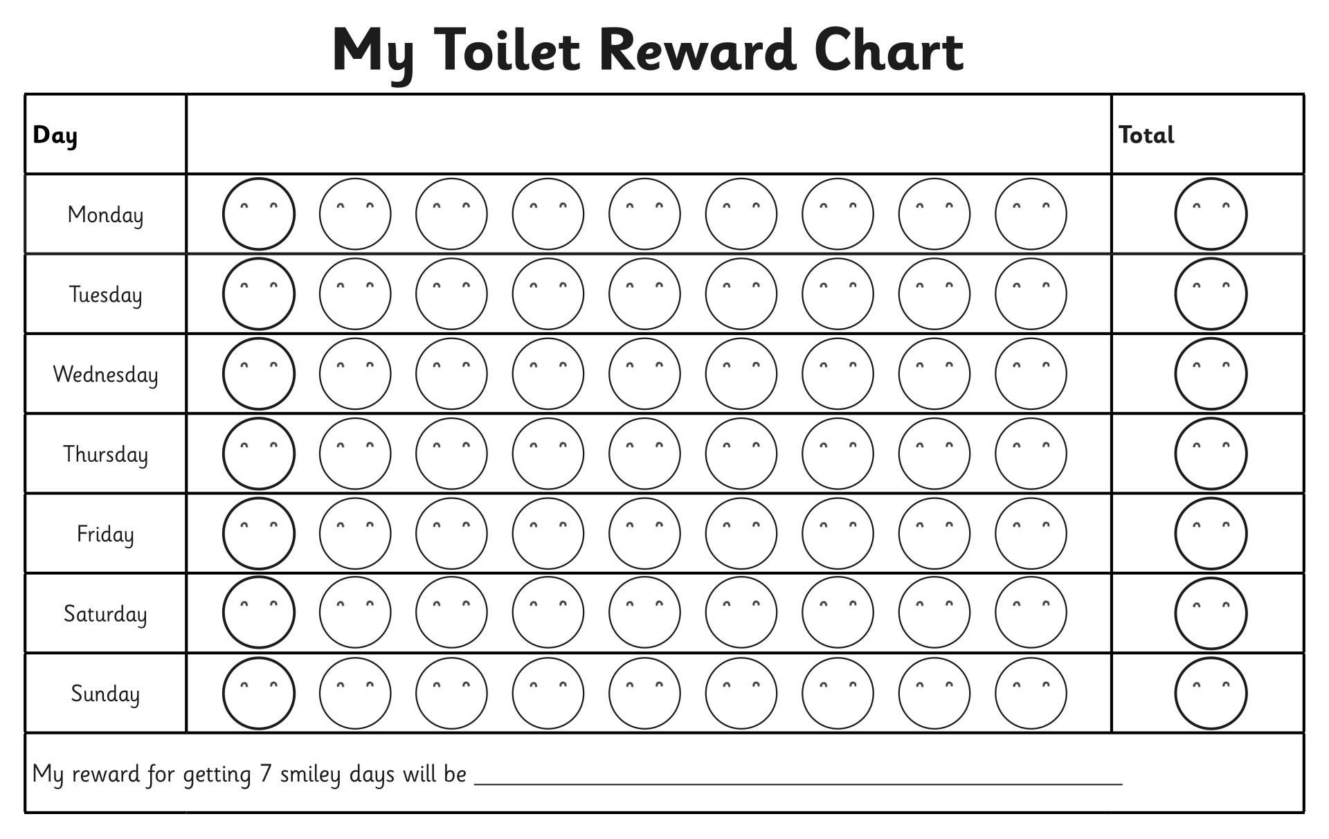 Potty Chart Template
