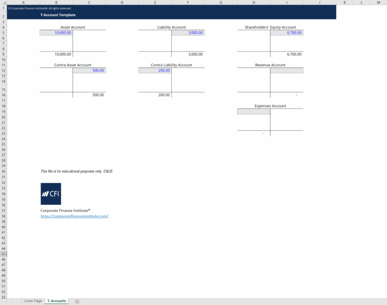 Free T Account Excel Template