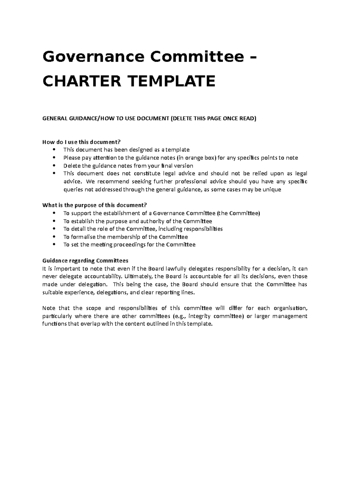 Template For Committee Charter