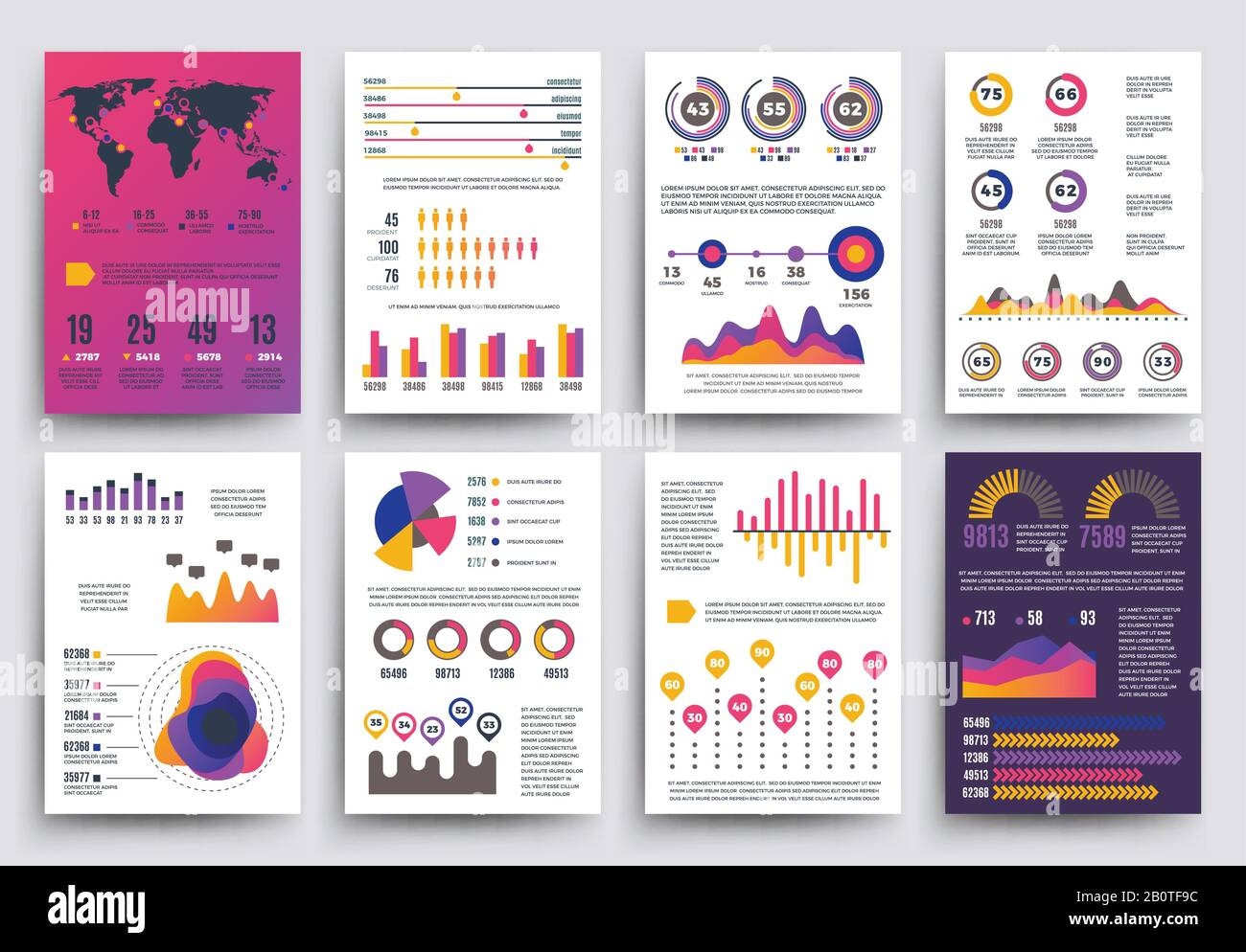 Graphical Business Report Vector Template With Modern Style Charts 