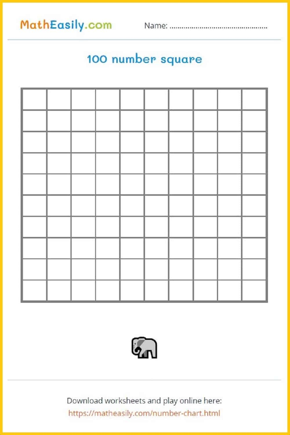 Hundreds Chart Printable Blanks Free