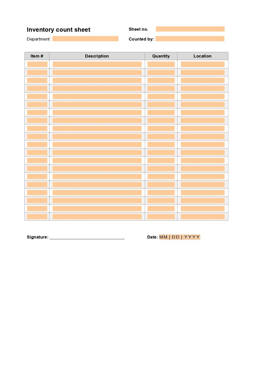 Inventory Sheet Template ONLYOFFICE