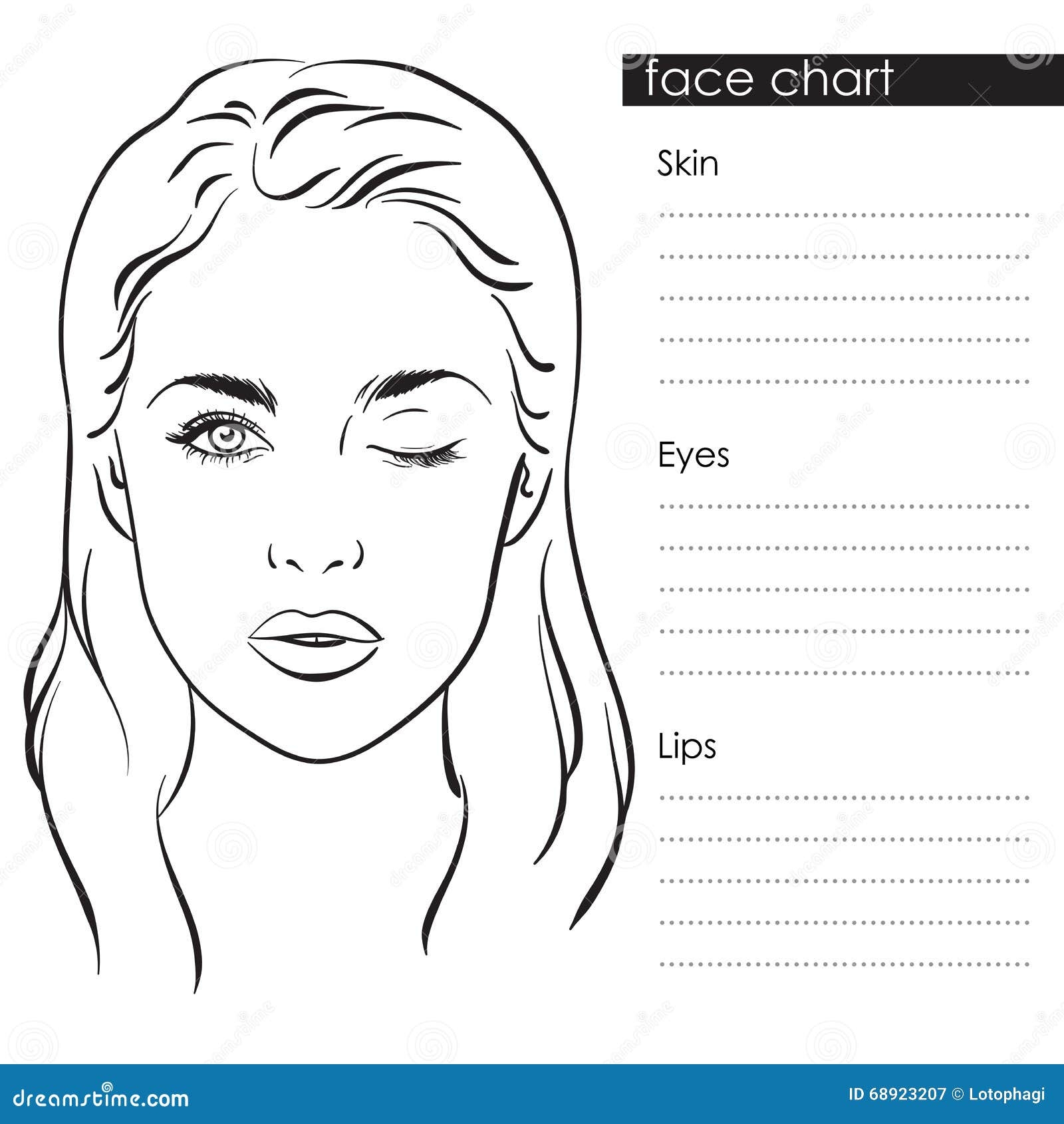 Makeup Blank Face Chart Template Stock Illustrations 272 Makeup 