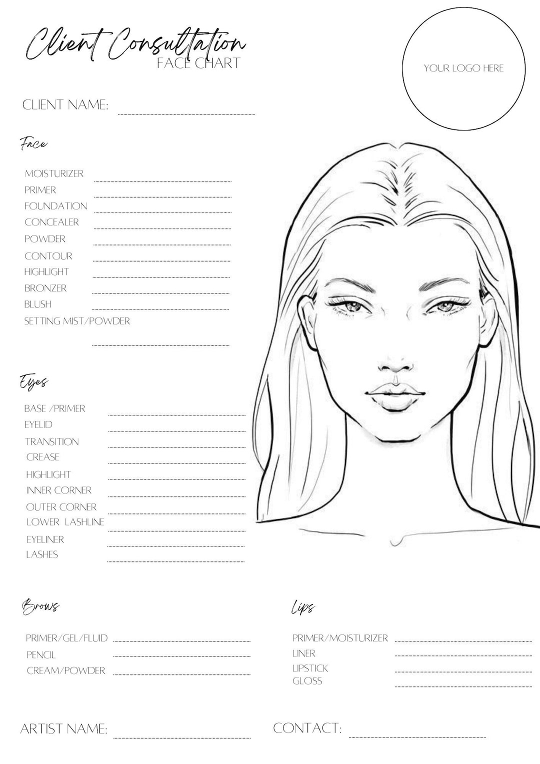 Makeup Face Chart Face Chart Practice Sheets Printable Make Up Practice Sheets Blank Face Chart Printable Blank Make Up Chart Download Etsy UK