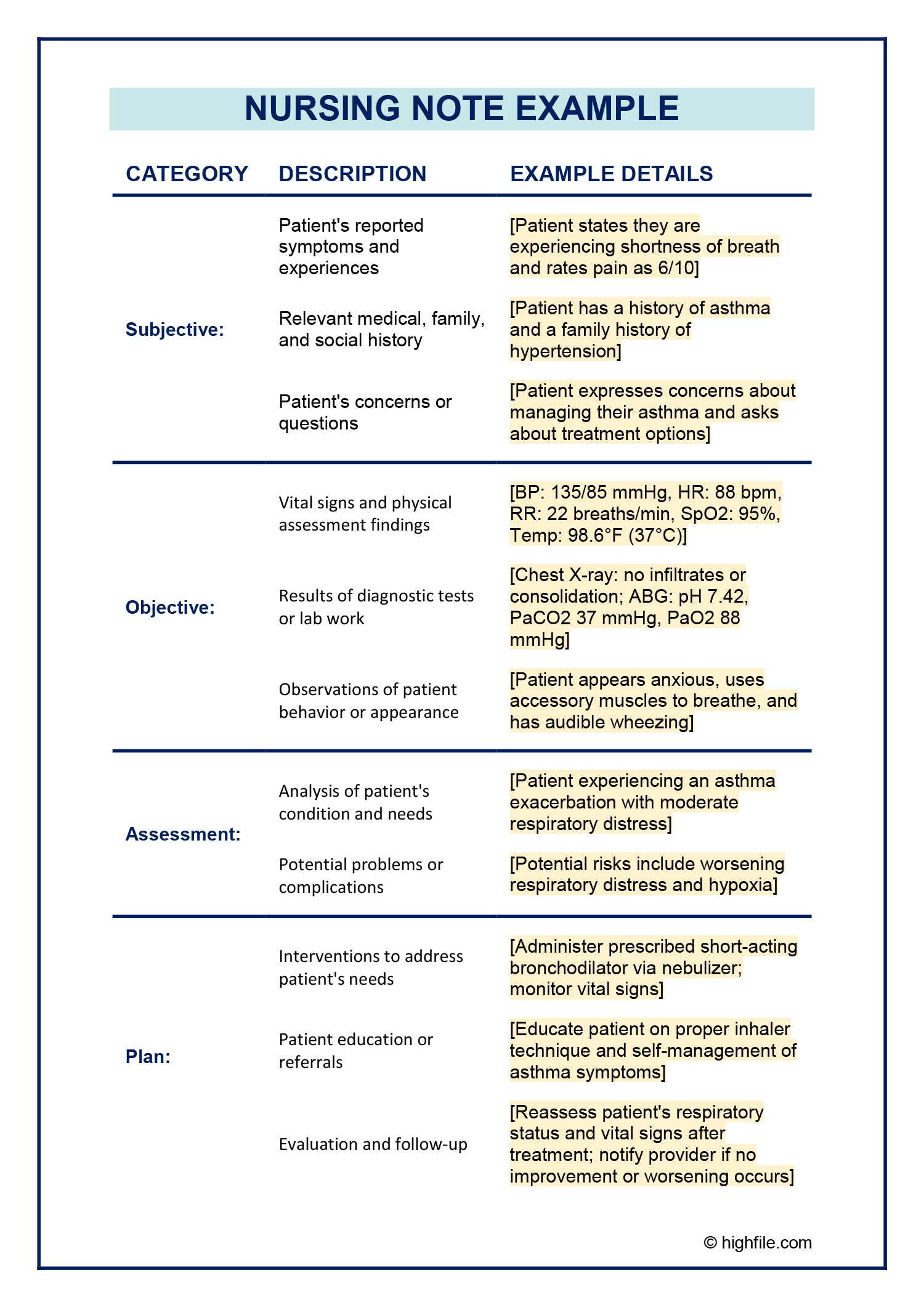 Nursing Notes Example Word PDF Google Docs Highfile