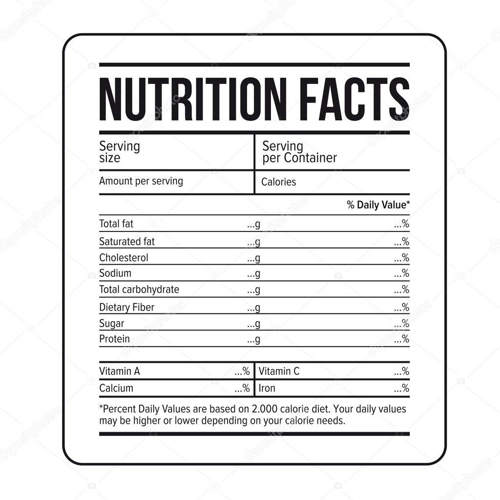 Nutrition Facts Label Template Vector Stock Vector By Grounder 