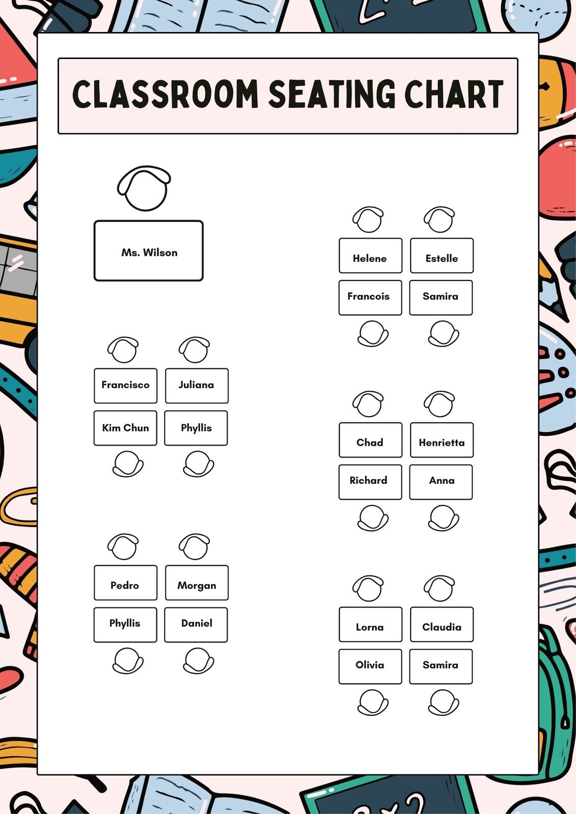 Page 2 Free Custom Printable Seating Chart Templates Canva