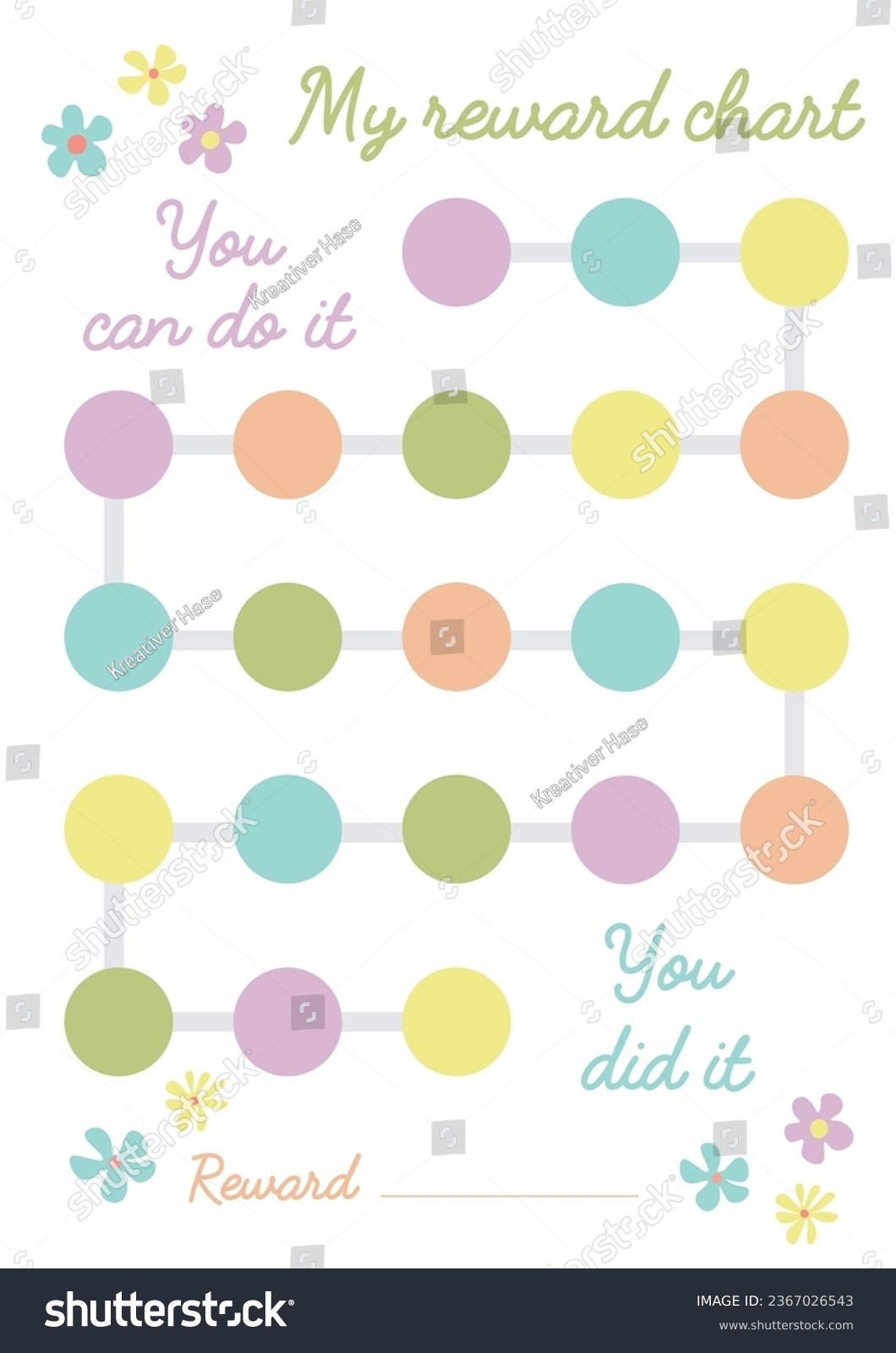 Pastel Reward Chart Printable Chore Girl Stock Vector Royalty 