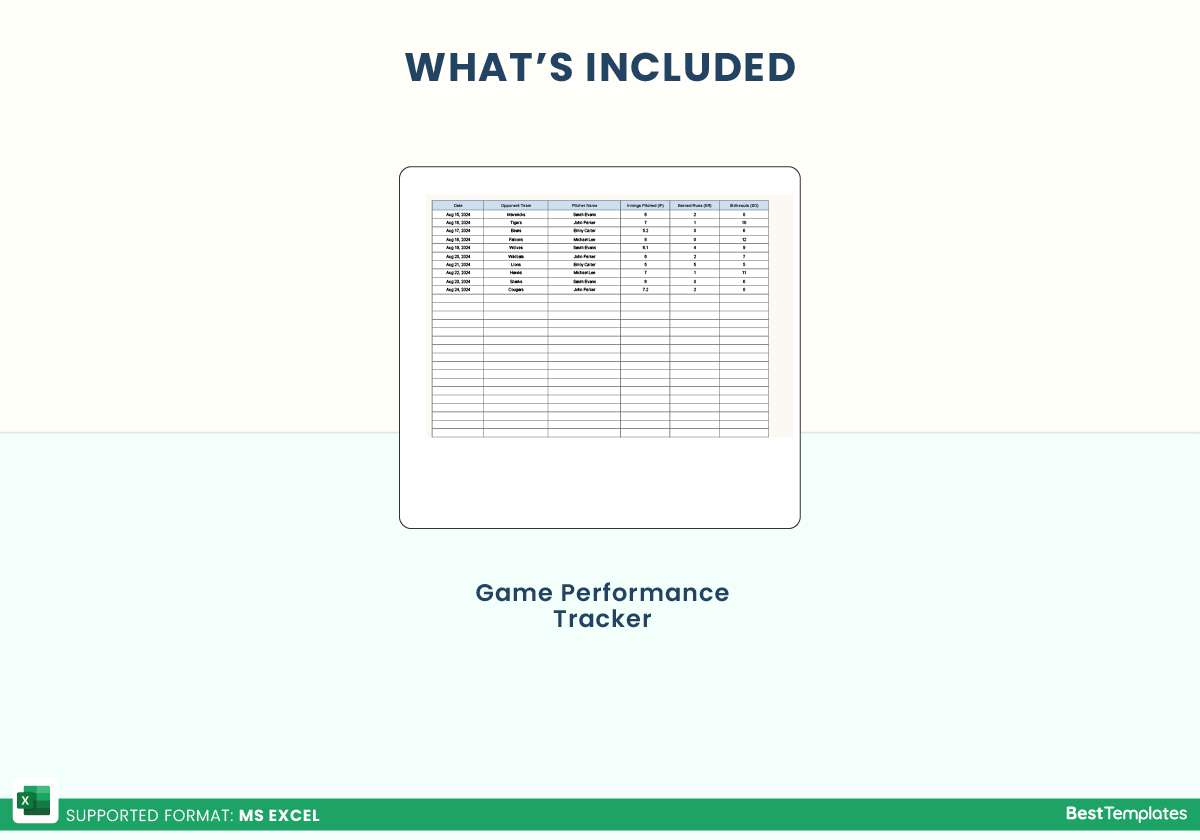 Baseball Pitching Chart Template