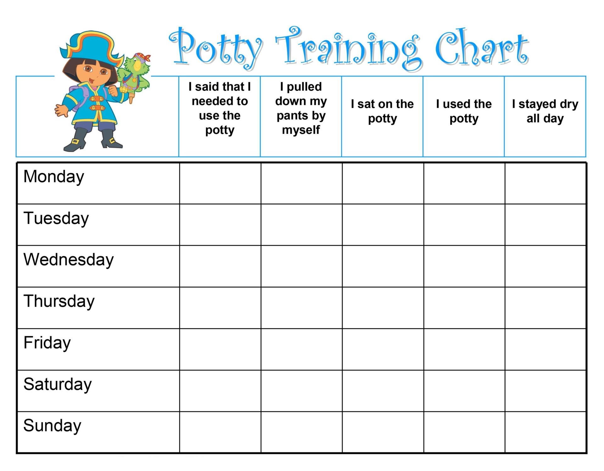 Potty Training Chart Templates