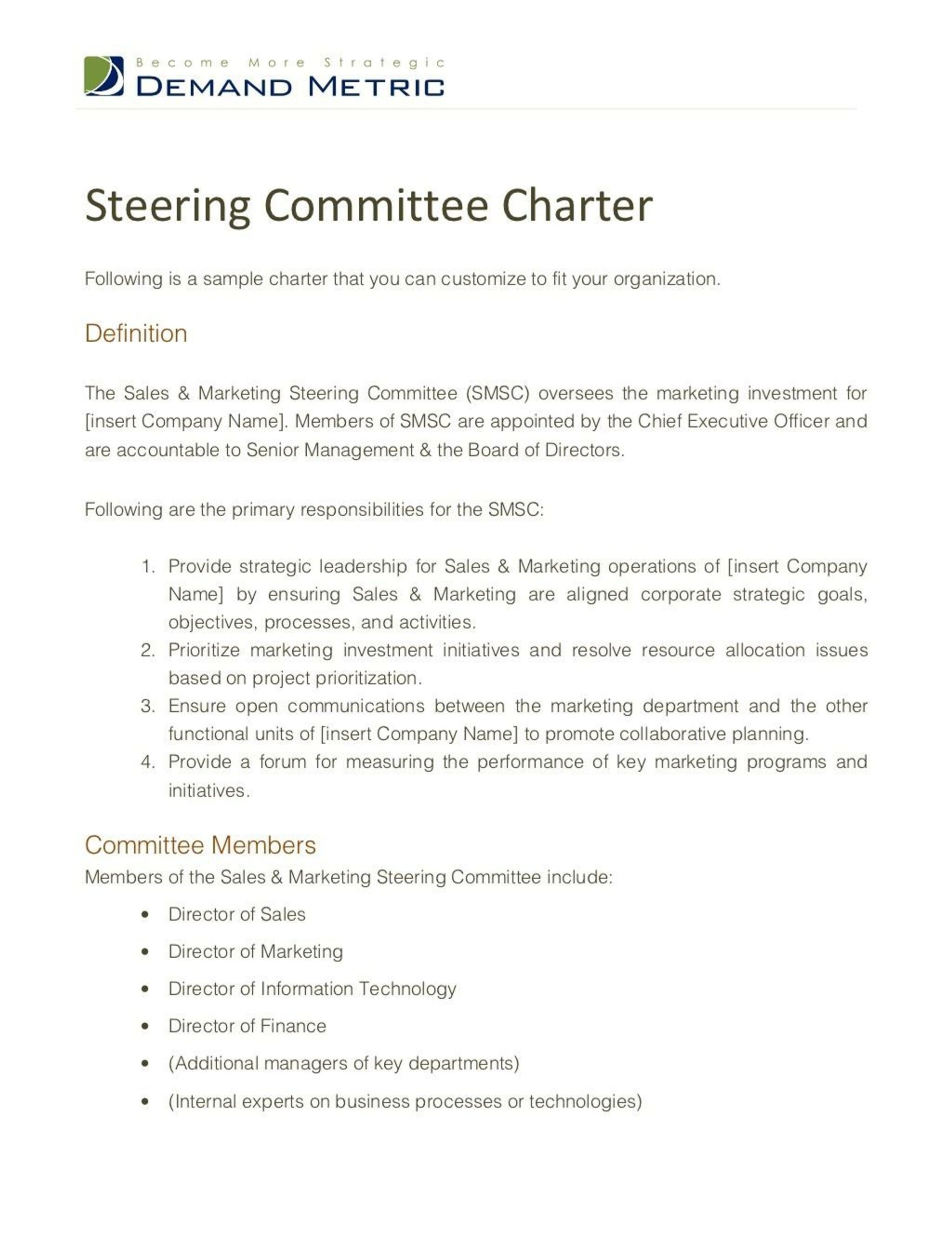 PPT Steering Committee Charter Template PowerPoint Presentation 