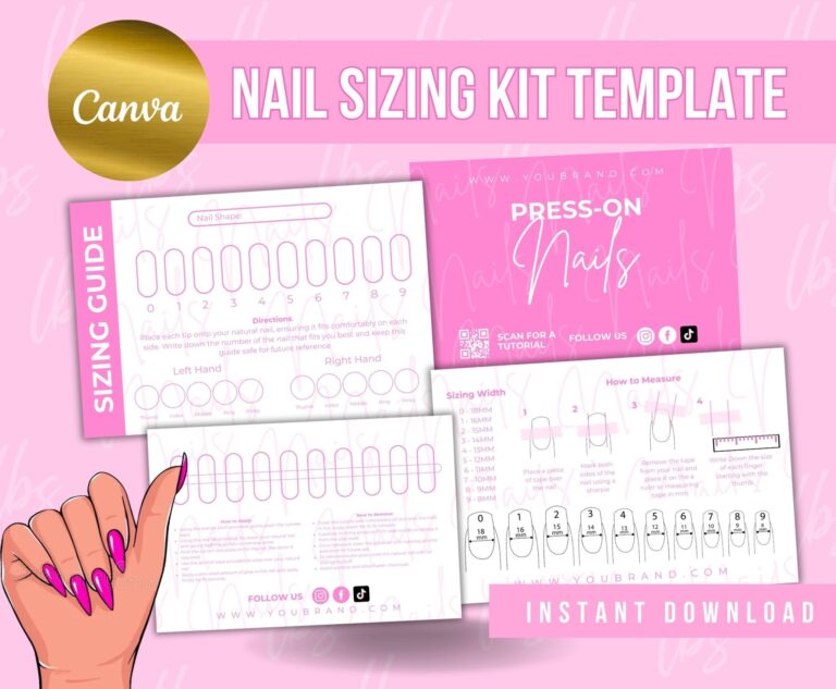 Press On Nail Sizing Kit Press On Nails Chart Card False Nails Sizing Kit Template Press On Nail Templates How To Apply Press On Nails Etsy
