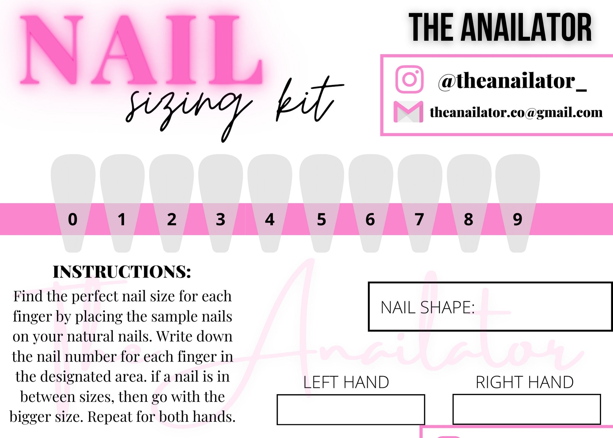 Press On Nails Sizing Kit Nail Sizing Kit Custom Press Ons Etsy