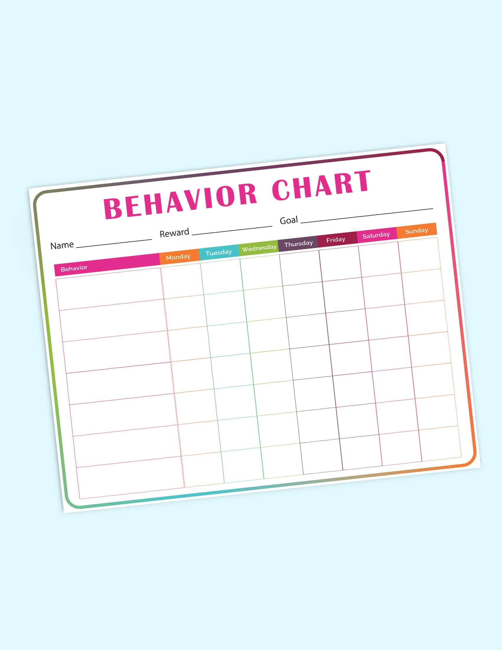 Free Printable Behavior Chart