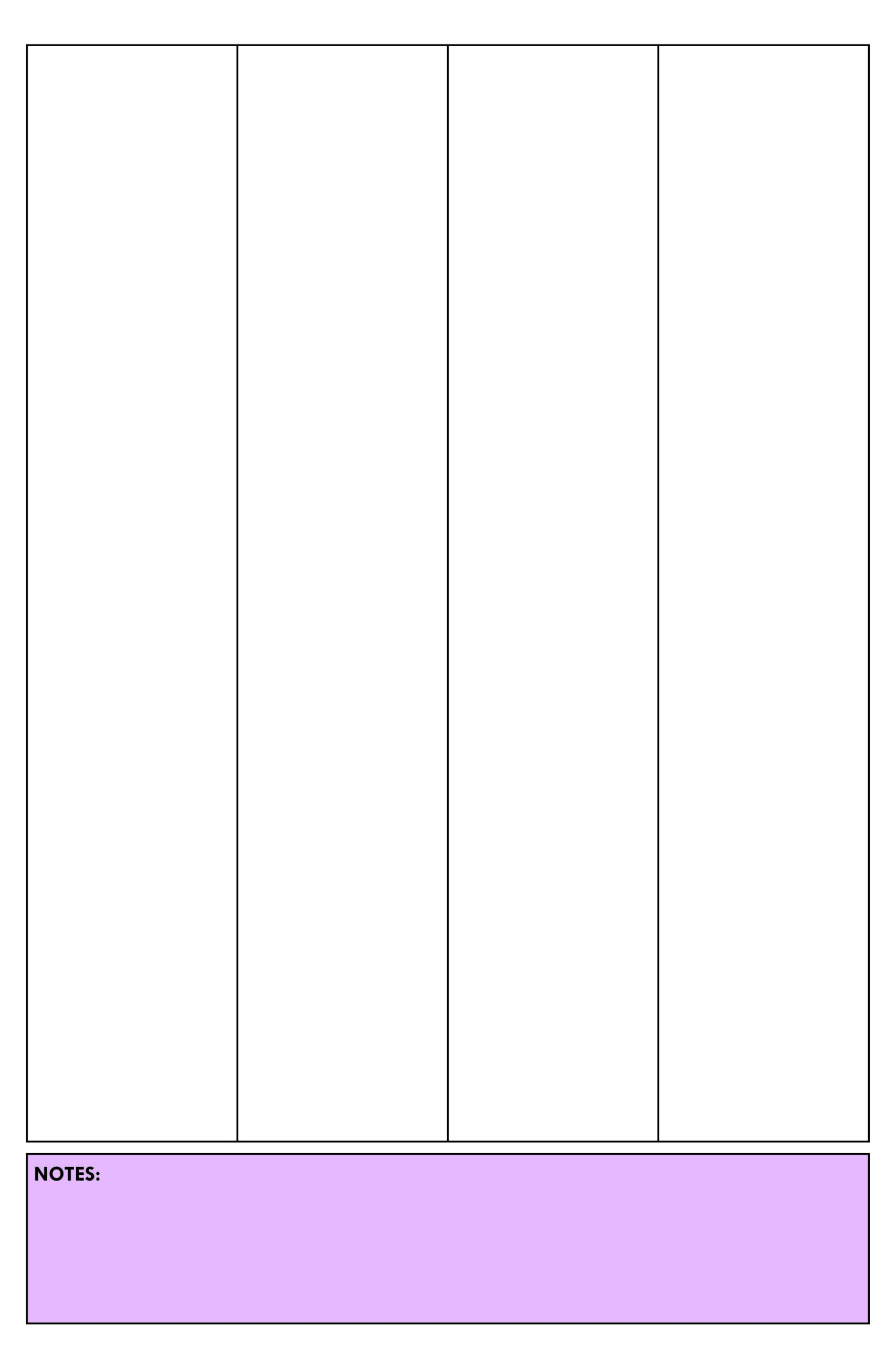 Printable Blank 4 Column Chart Templates PDF Included Printables Hub