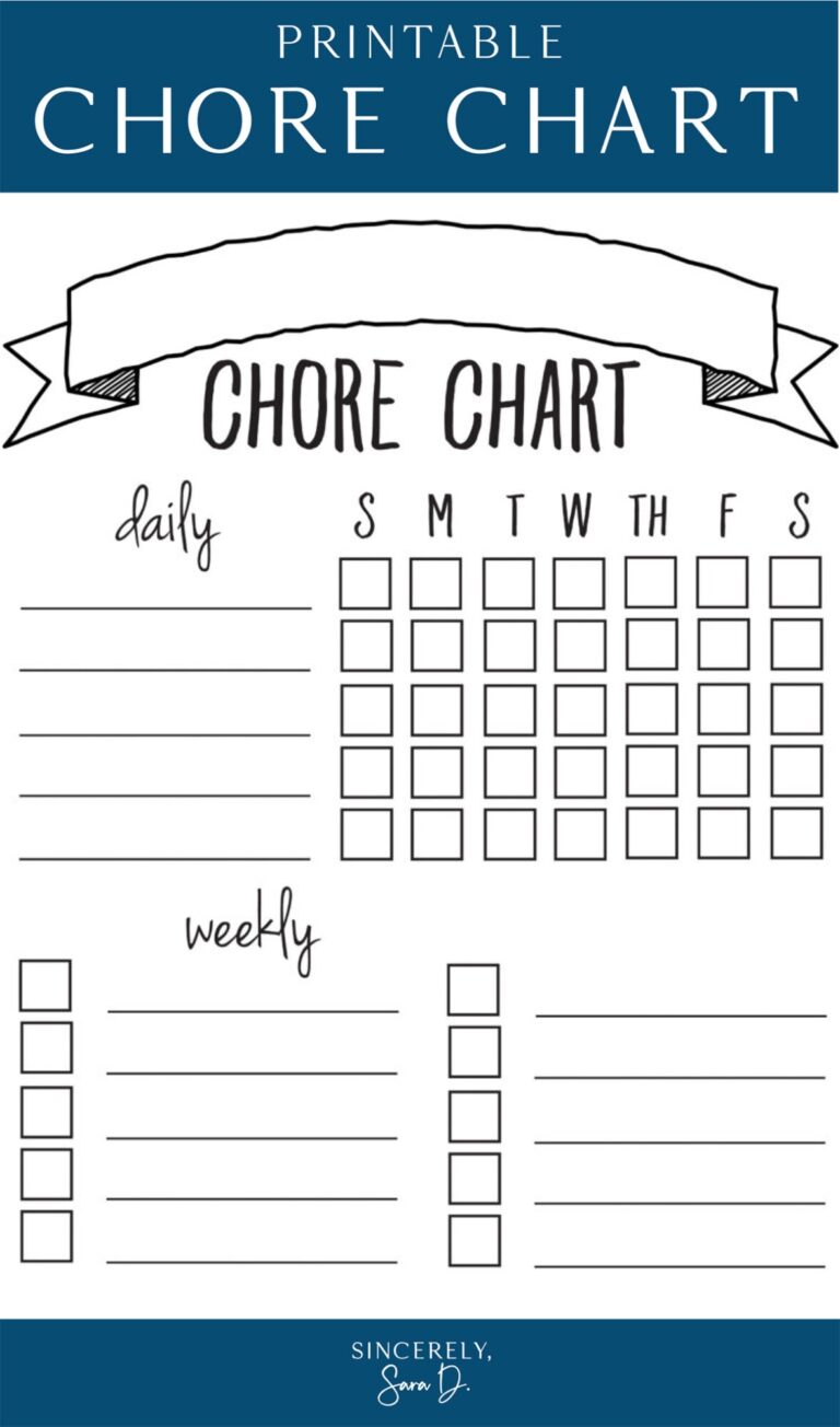 Printable Chore Chart Sincerely Sara D Home Decor U0026 DIY Projects