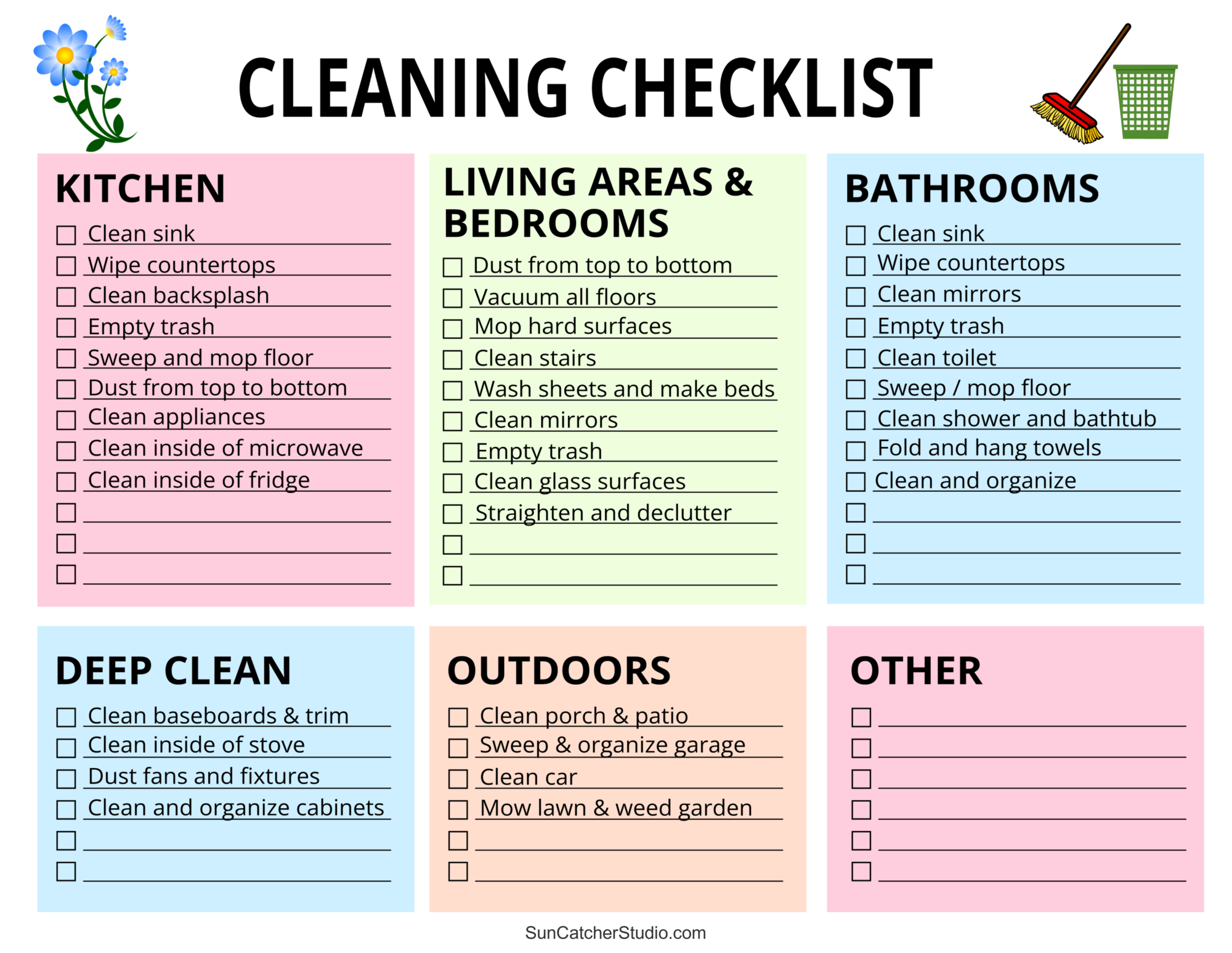 Printable Cleaning Schedule Spring Daily U0026 Weekly Checklists Free Printables Monograms Design Tools Patterns U0026 DIY Projects
