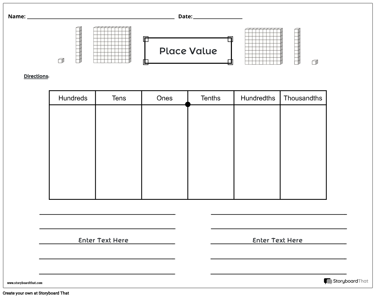 Free Printable Blank Place Value Charts