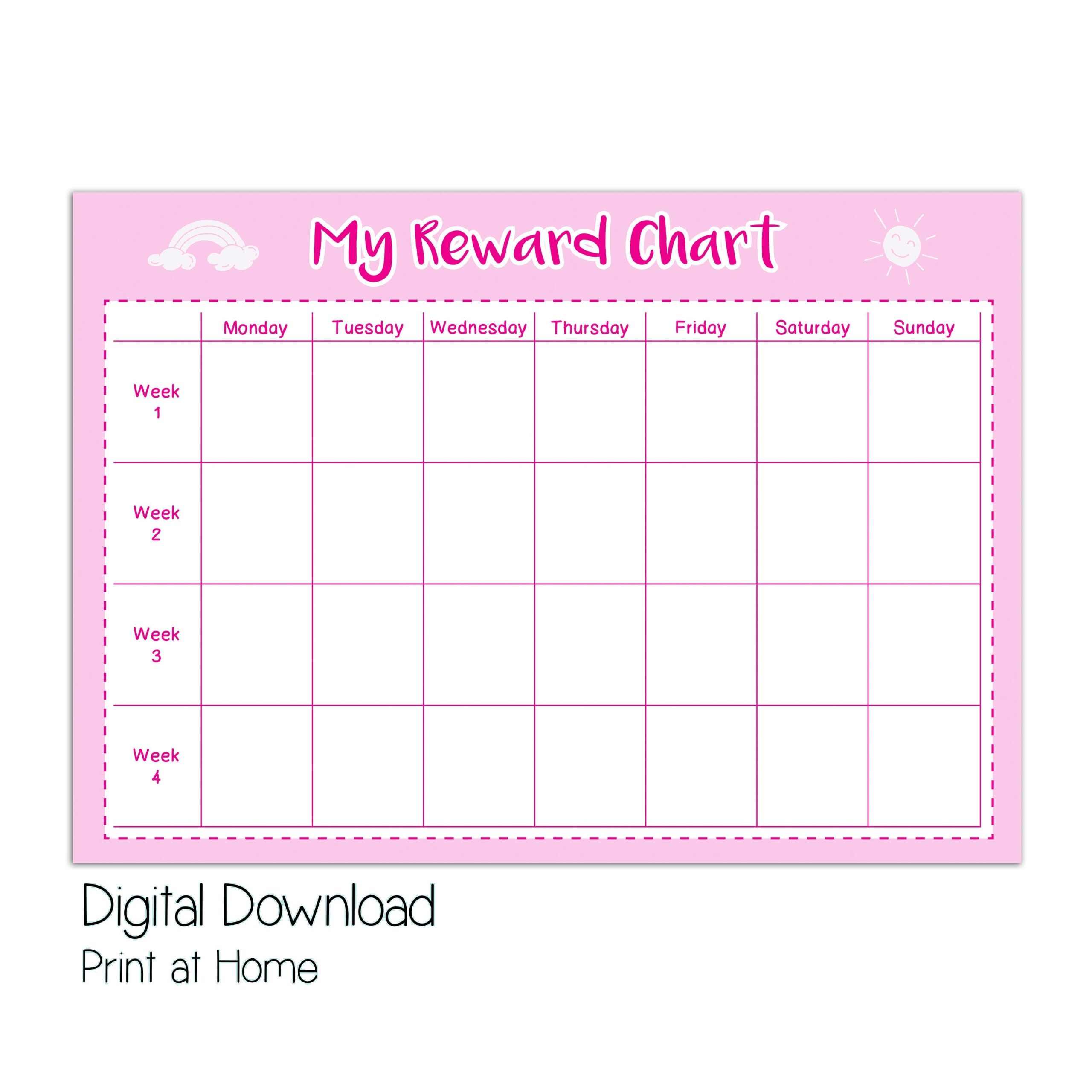 Printable Reward Chart Reward Chart For Girl Good Behaviour Girls Reward Chart Downloadable Chart Toddler Reward Chart Daily Reward
