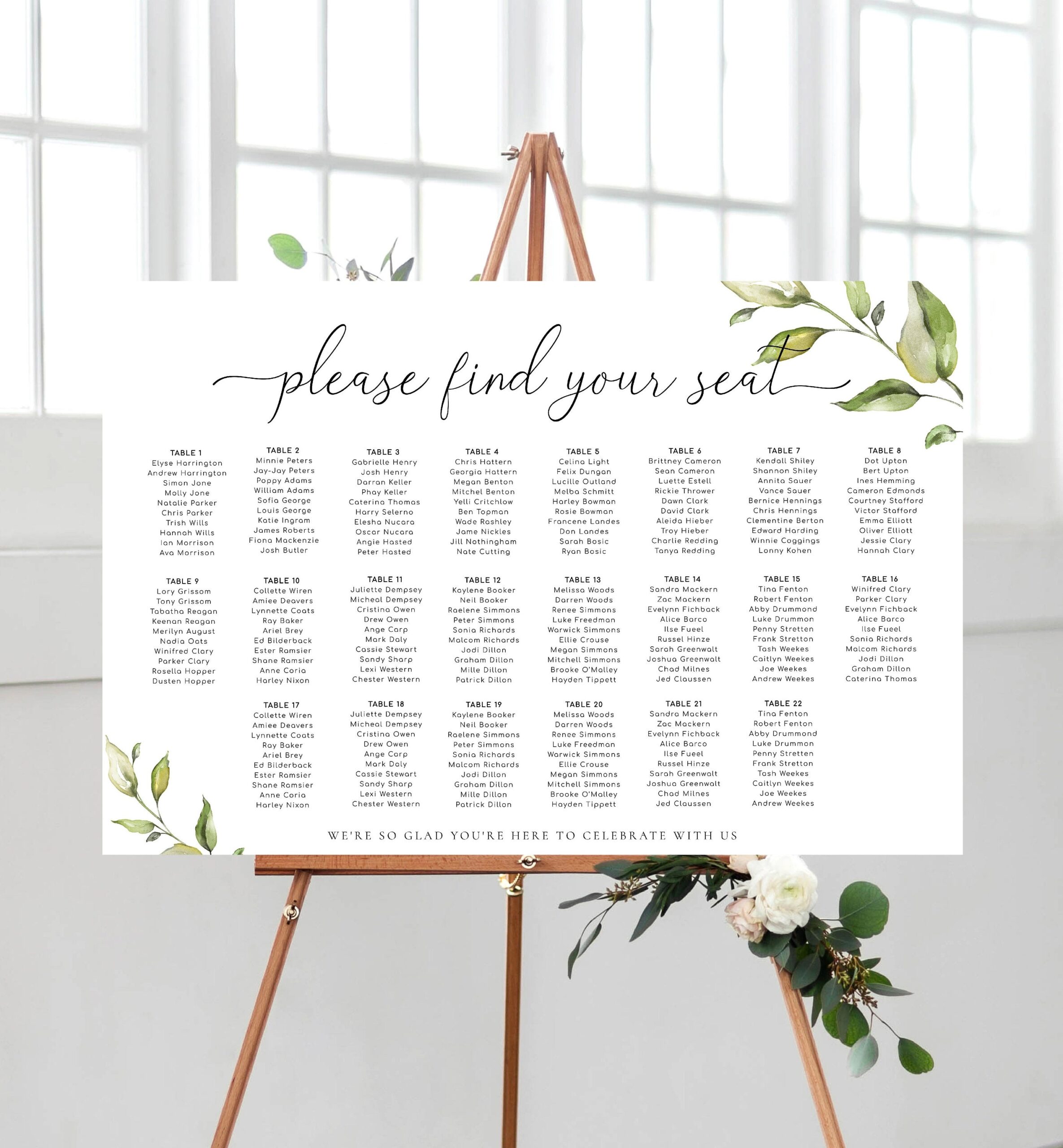 Printable Wedding Seating Chart Wedding Table Plan Editable Seating Chart Template Seating Plan Poster Darcy Greenery Etsy