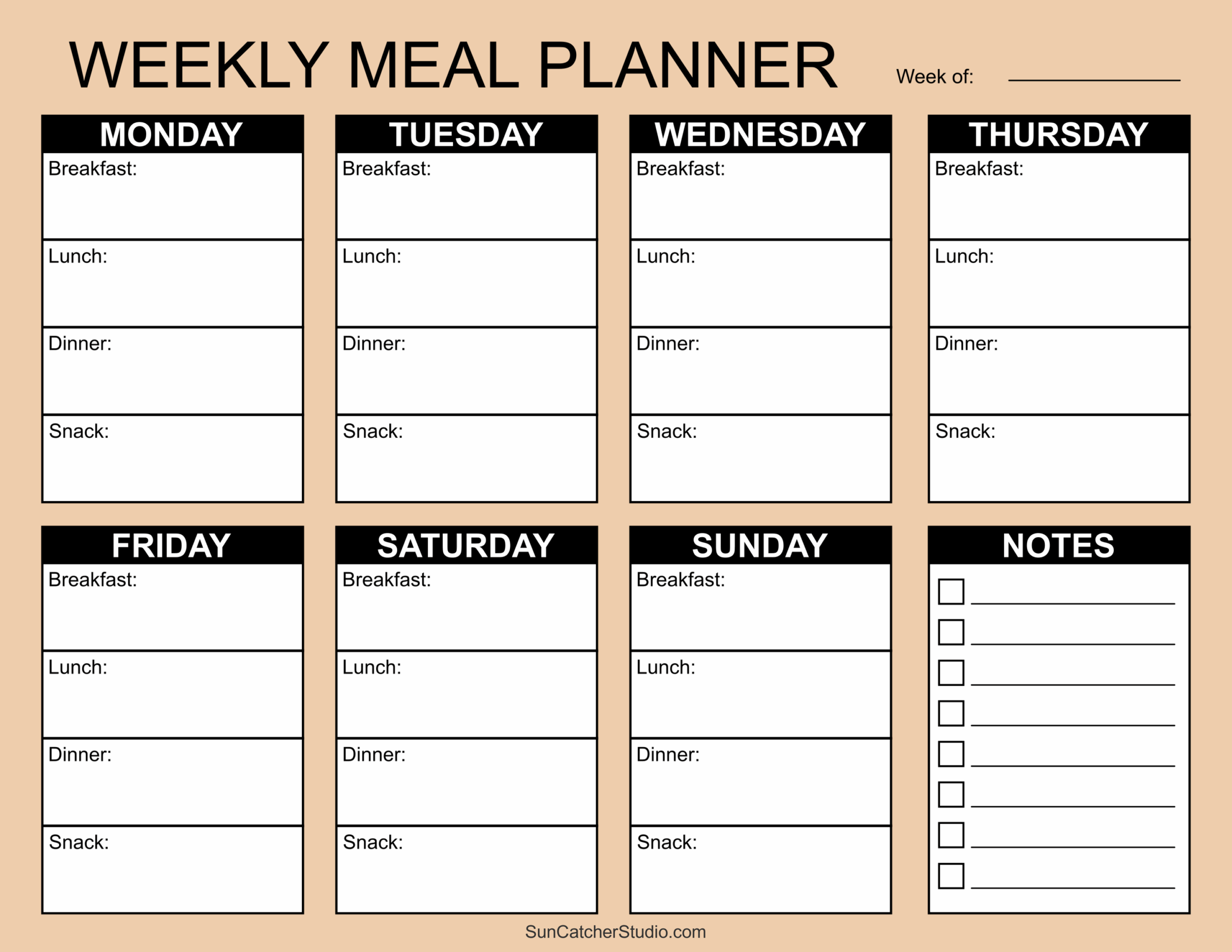 Blank Meal Plan Chart Free Printables