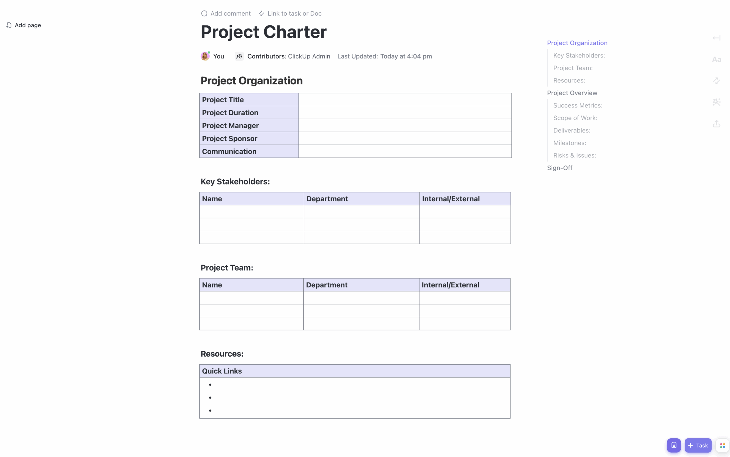 Project Charter Template By ClickUp Template By ClickUp 