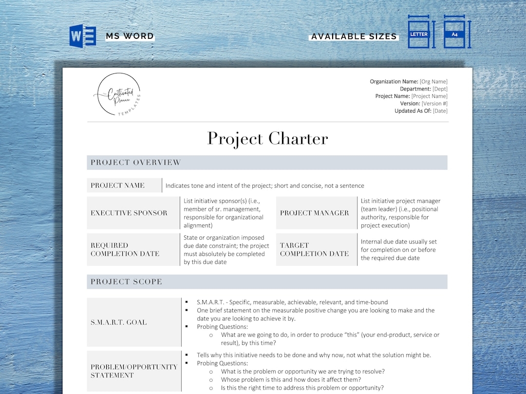 Project Charter Template Example
