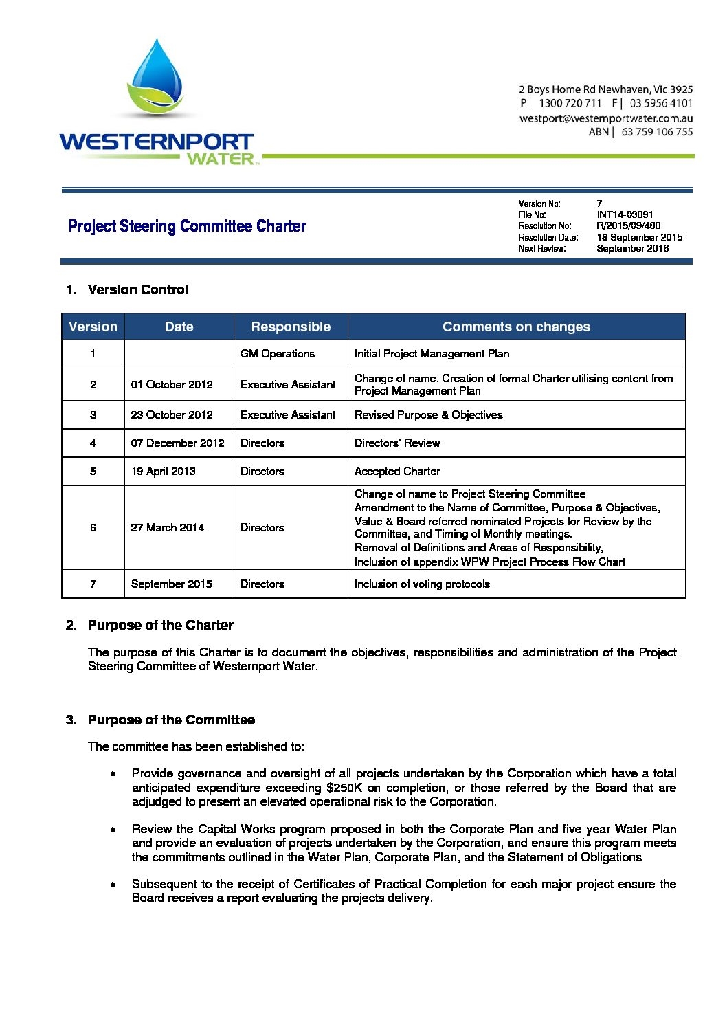 Charter Template For Committee