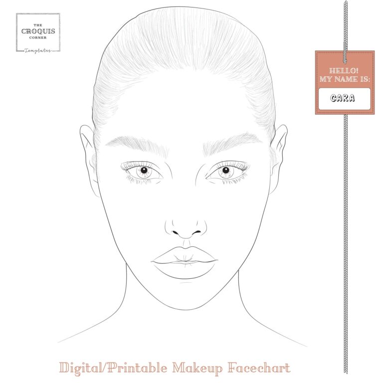 Realistic Makeup Face Chart 