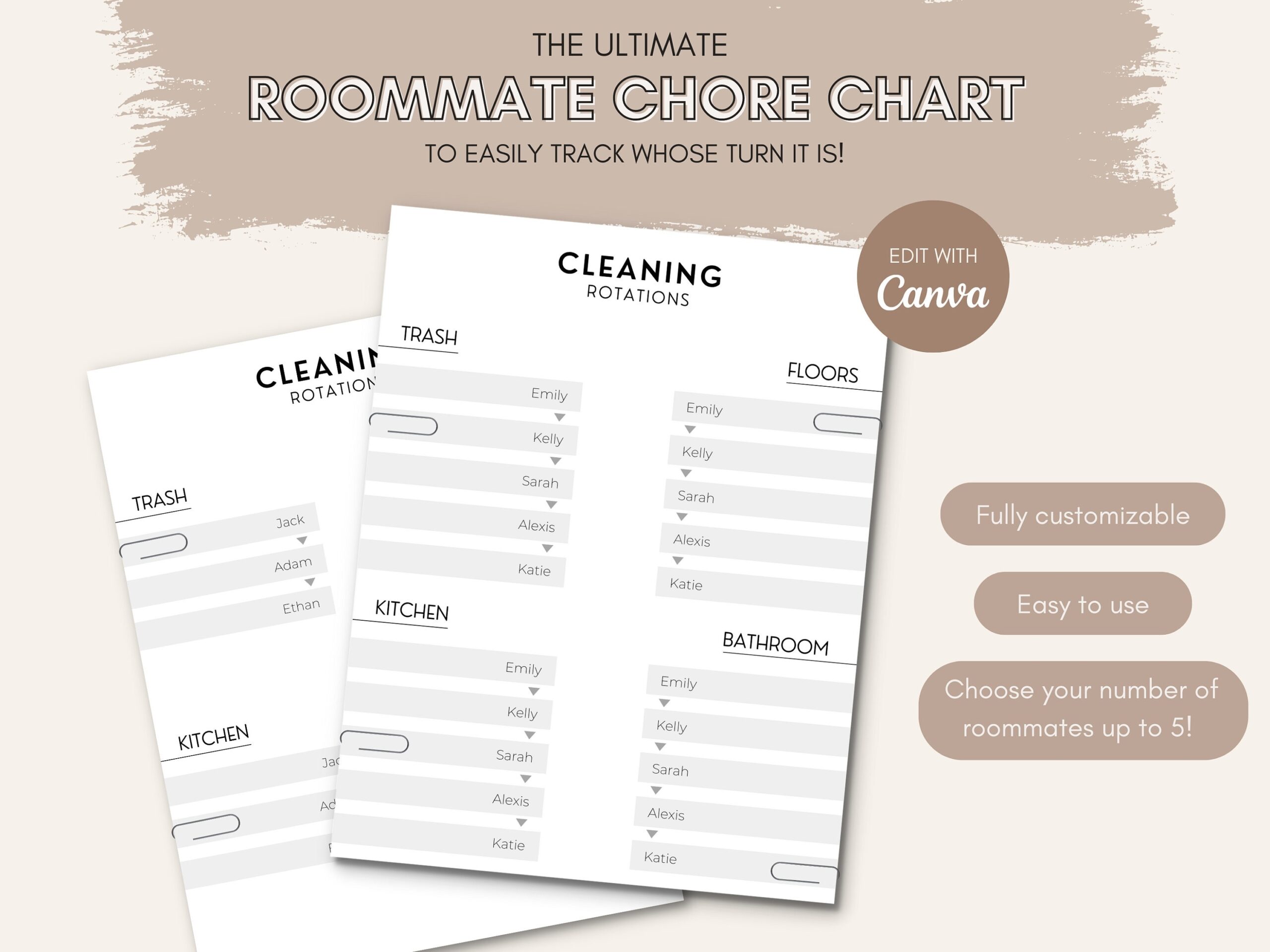 Roommate Chore Chart Template Editable Adult Chore Chart Cleaning Rotations Printable Minimal College Chore Chart Etsy