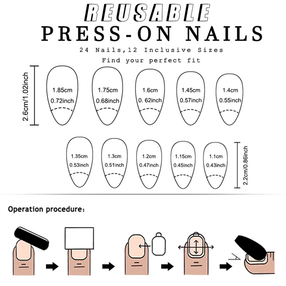 Short Almond Press On Fake Nail Sweet Glitter Flower White French Manicure 24pcs EBay