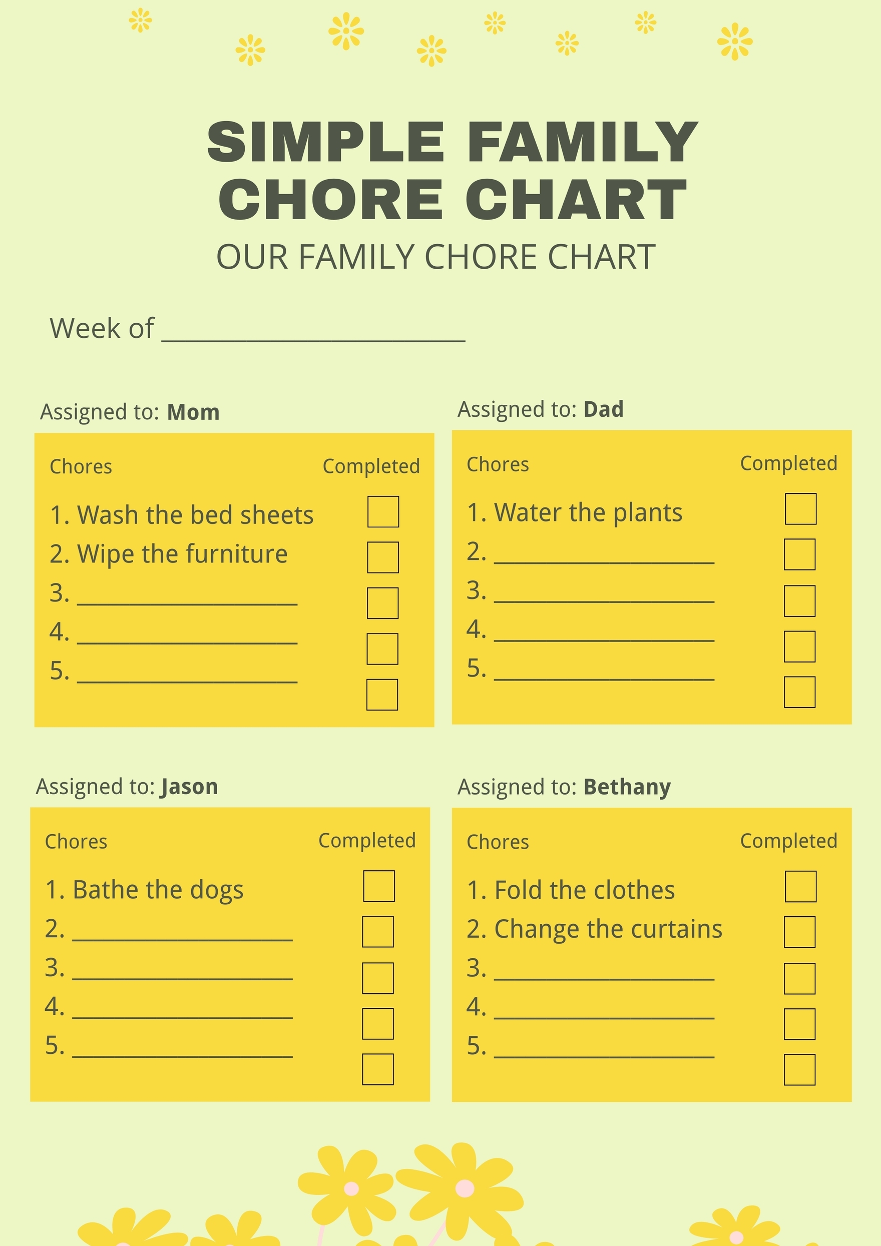 Free Printable Family Chore Charts