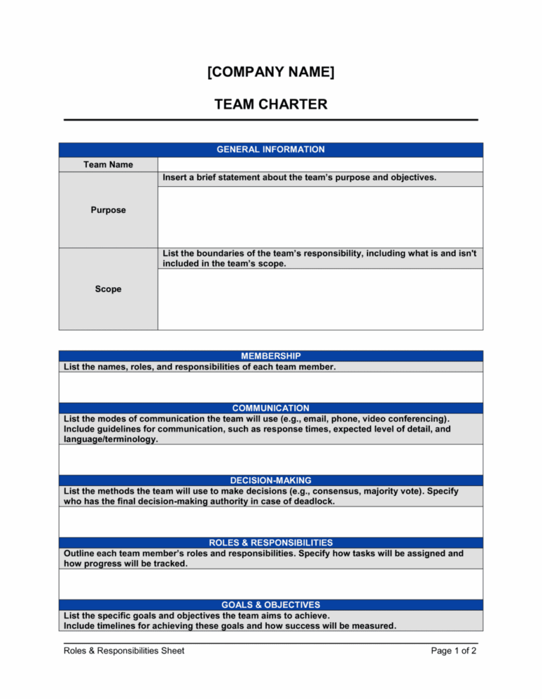 Team Charter Template