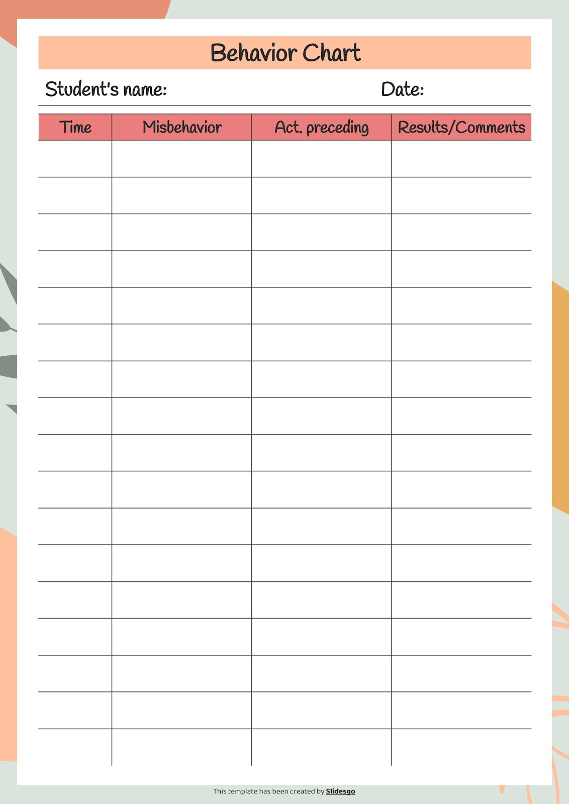 Trity Boho Style Behavior Chart My Planner Google Slides