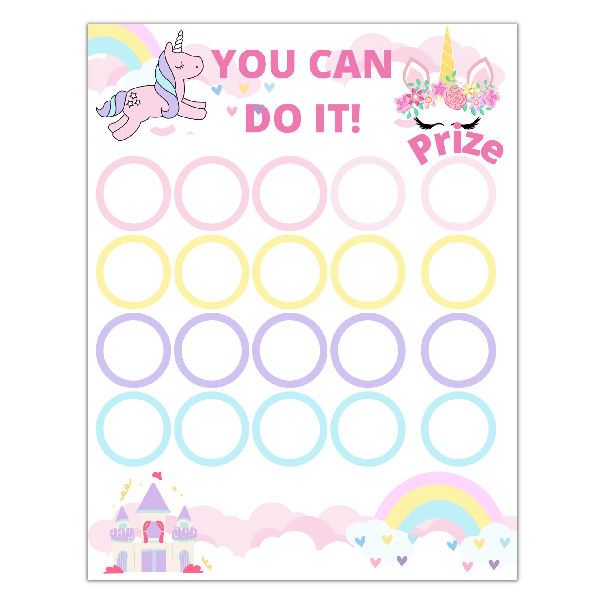Unicorn Reward Chart Printable Unicorn Sticker Chart Daily
