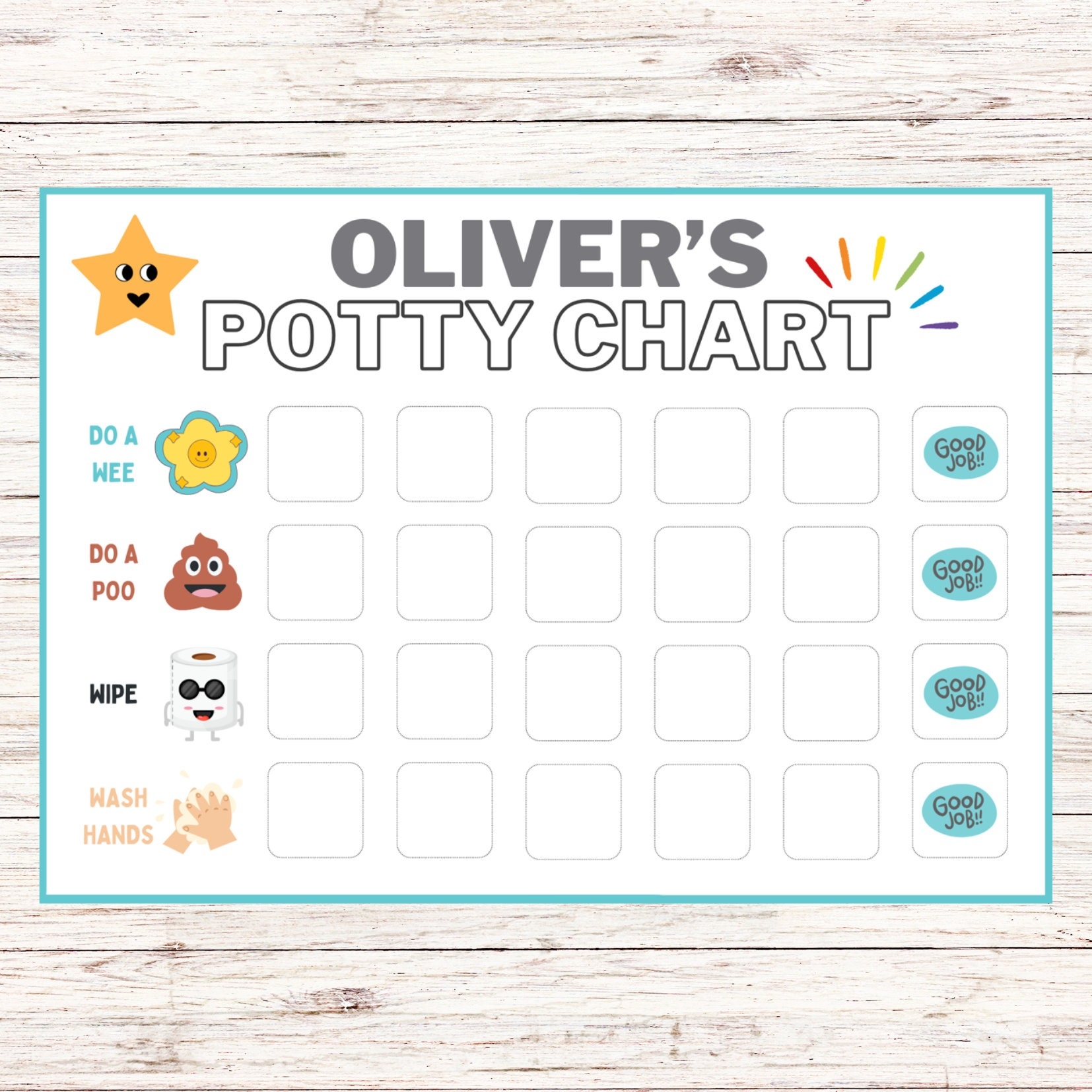 Unisex Toilet Training Chart Potty Training Potty Chart 