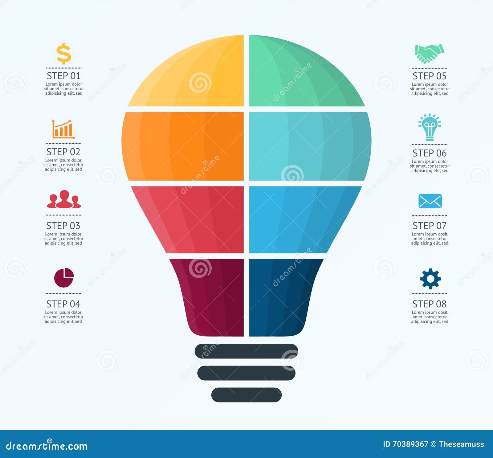 Vector Light Bulb Infographic Template For Air Balloon Diagram 