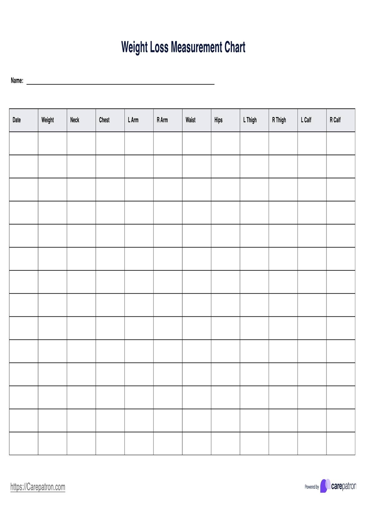 Weight Loss Measurement Chart Template U0026 Example Free PDF Download